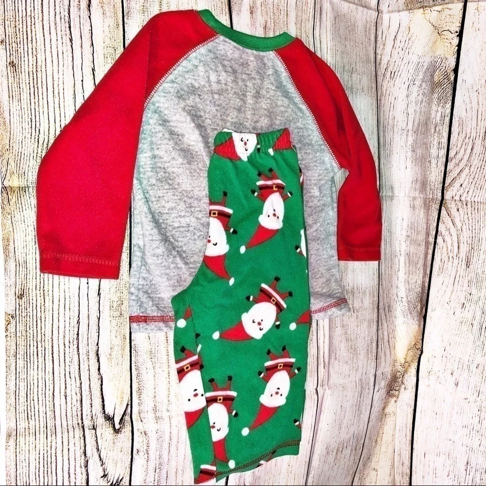Carters kids Santa fleece 2 piece pajamas Size 12 Months